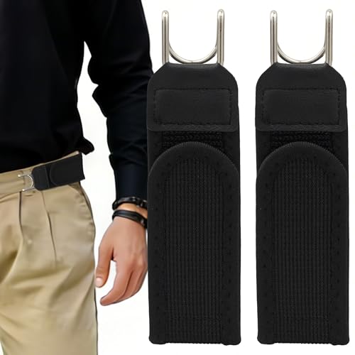 Dreaku Senza Fibbia Cintura Uomo Donna, Elastica Tattica Cinture da Uomo Cintura Uomo Senza Buchi Unisex per Jeans, Pantaloni Tempo Libero & Uscite (2 pz - Nero)