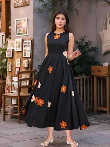 Image of ANNI Designer Dress for Women Stylish | One Piece Dress for Women Long | Indo-Western Ethnic Gown | Sleeveless|Stylish & Comfortable, Perfect for Every Occasion