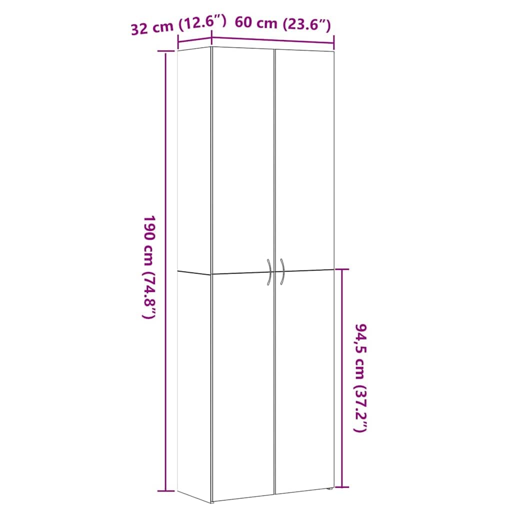IKAYAA Armadietto in Holz Armadio Porte Battenti Aktenschrank Armadietto per Garage Armadio Ufficio Mobili Ufficio-Rovere nero-60 x 32 x 190 cm