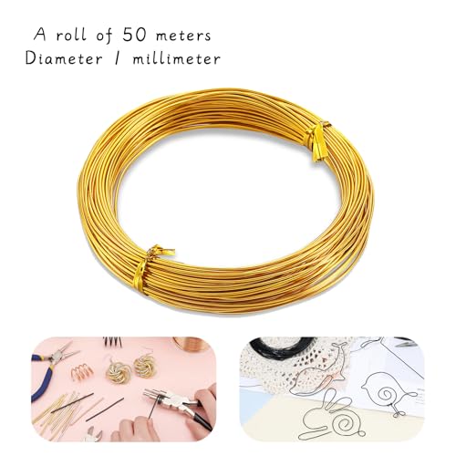 POPOYU Craft Wire Aluminum 18Gauge 1mm,165Feet Light gold FloristWire FloraWires,Metal Modelling Wire Armature Wire for Jewellery Making,Stainless Steel Wires for Craft,Floral,Jewellery Making Tools - Image 2