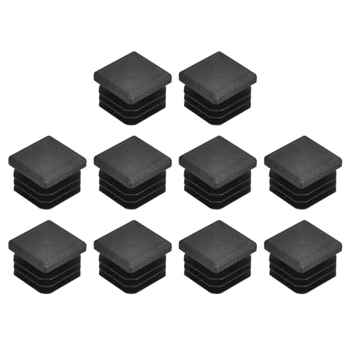 Image of uxcell 30Pcs 20mmx20mm(0.79inch) Plastic Tubing Plug Square Post End Caps for Handrail Stair Newel Guardrail Tube Black