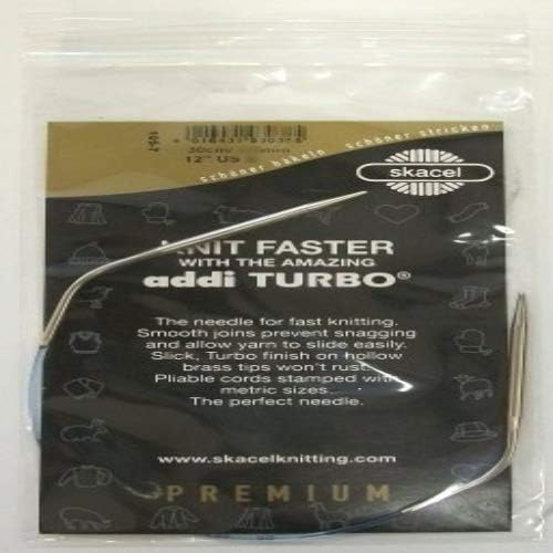 Miniatura 4 de addi - Aguja de tejer circular con punta de encaje (acabado en latón, 15.7in), color azul, Metal