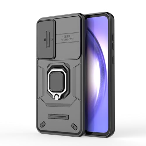 Image of CamShield Pro Case with Slide Camera Protection and Ring Stand Bumper Back Case Cover for Samsung Galaxy A55 5G (Black)