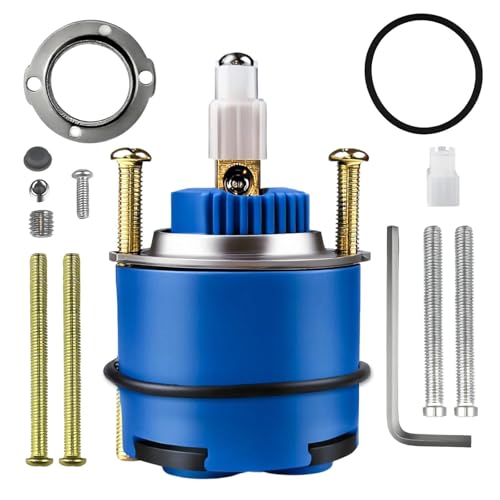 Mektarvix 46mm Ceramic Faucet Cartridge, Replacement for Grohe 46048/46048000 Single-Hand Cold Hot Mixing Valve, Leak-Proof with Adjustable Flow Limiter for Single Lever Kitchen Bathroom Faucets