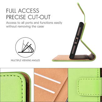 Ameego Cover In Pelle Genuina Per IPhone X/XS - Flip Wallet Con Supporto E Slot Per Carte, Colore Arancione
