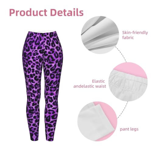 Leggings de leopardo morado elásticos pantalones estampados opacos entrenamiento mallas 5