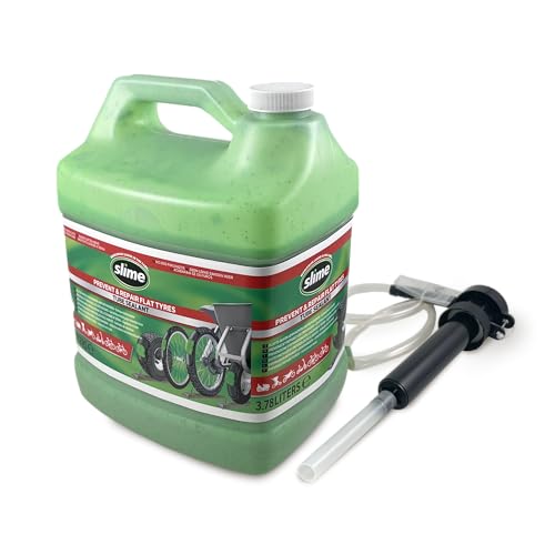 Slime 10204-5 Sellante de Reparación de Pinchazo de Neumático con Cámara de Bicicleta con Bomba, Prevenir y Reparar, Apto para Bicicletas, No Tóxico, Ecológico, Botella de 3,78 litros