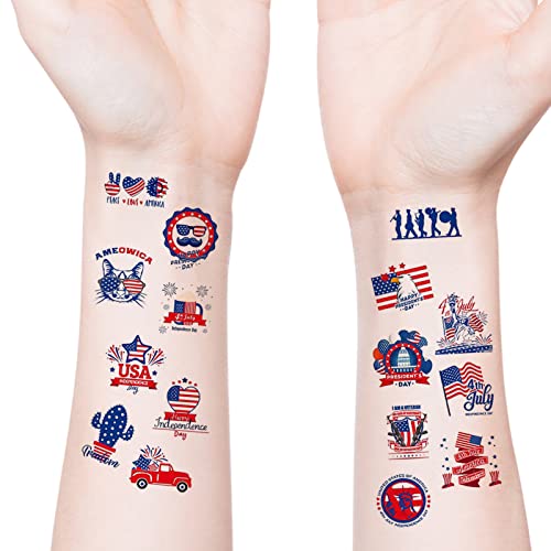 190 Pcs Usa 4Th Of July Temporary Tattoos, Red White And Blue Patriotic American Flag Tattoos Stickers, Fourth Of July Accessories For Independence Day Memorial Day Party Decoration #TOP2