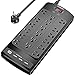 18 Outlets Surge Protector Power Strip - 6 Feet Flat Plug Heavy Duty Extension Cord with 18 Widely Outlets and 4 USB Ports, 2100 Joules, Black, ETL Listed
