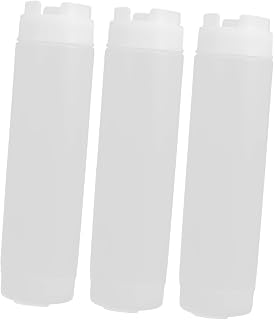 Gatuida 3pcs Refillable Dual- Sauce Bottles Condiment Dispenser for Ketchup Cheese and Salad Dressing Squeeze Bottles Visibility for Easy Refills