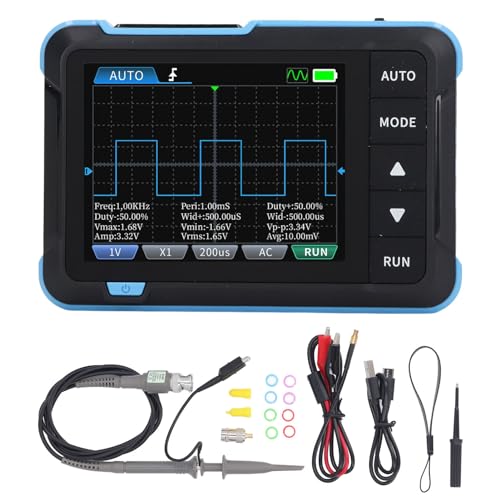 Fafeicy Oscilloscope Portable, Kit d'Oscilloscope Numérique Portable avec Taux d'échantillonnage de 5 MS/s, écran LCD 2,8 Pouces, Idéal pour la Maintenance et l'éducation