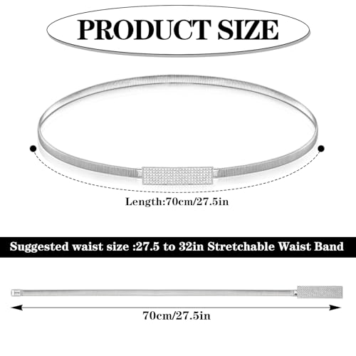 Ouligay Sliver Waist Belt Metal Chain Cinch Belt Women, Rhinestone Fancy Belts for Women Dresses3