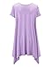 WT1110 Womens Short Sleeve Side Panel Loose Fit Tunic Top S Lilac