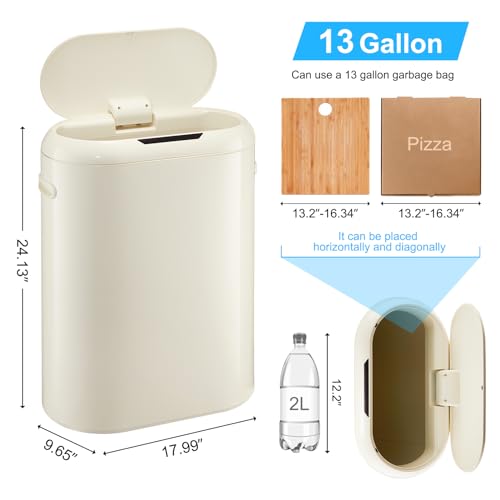 Bote de basura automático con sensor de 13 galones beige miniatura 6