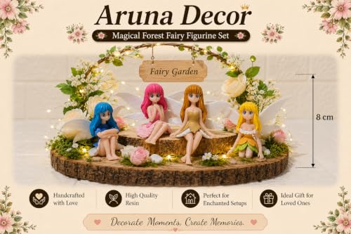 Image of Miniature Fairy Set of 4 for Garden Decor Dollhouse Accessories Home Decoration Cute PVC Angel Figurines for Mini Gardens Terrariums Bonsai DIY Crafts Gifting