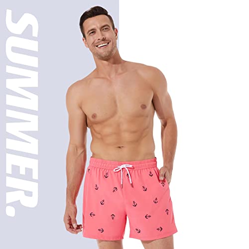 Image of BRISIRA Mens Swim Trunks Swim Shorts Quick Dry 5 inch Inseam Beach Shorts with Compression Liner and Zipper Pocket