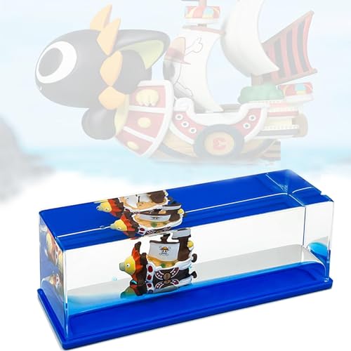 ROSSOM Unsinkable Thousand Sunny Pirate Ship Boat Model in a Box Bottle Anime Ship Fluid Drift Bottle Decorations Ornament Paperweight Desk Decor for Fans Gifts