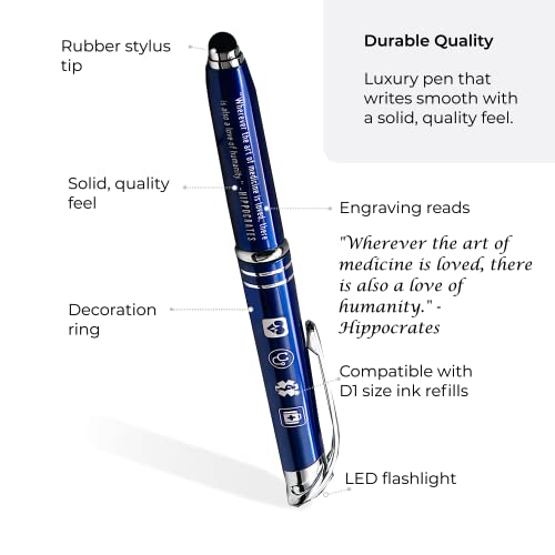 Inkstone Medical Inspirational Gift Pen with Quote Wherever the Art of Medicine is Loved, There is Also a Love of Humanity Multifunction Stylus Pen Light, Perfect Nurse Accesories for Work
