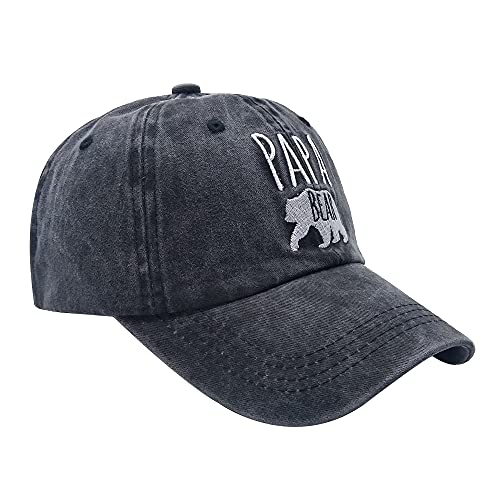 Waldeal Men's Papa Bear Embroidered Baseball Cap, Washed Vintage Adjustable Dad Hat Black