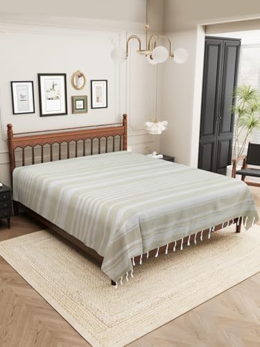 Image of 210 TC Cotton Bedsheet | Handmade Double Bedsheet | Handloom Bedsheets | Without Pillow Cover | Double Bedsheet for Summer (90X100 Inches, 7.5 x 8.3 Feet (Nobel)