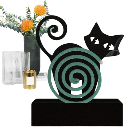 Soporte para Espirales Antimosquitos | Sostenedor Portátil Y Bonito De Hierro con Forma De Gato - Repelente de Moscas para Patio Jardín Balcón Piscina Acampada Picnic Playa Casa Oficina