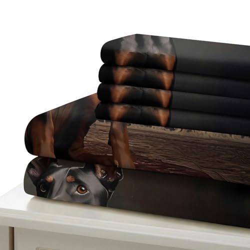 Parure de lit Doberman 200x200 housse couette 3D microfobre pour lit double - 7