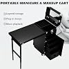 Foldable Manicure Workstation, Portable Manicure Table, Professional Expanded Nail Desk, Modern Rolling Art Nail Booth for Outdoors, Mobile Manicure Accessories, Travel Art Nail Desk,Black