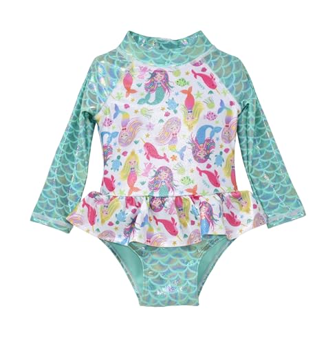 Image of Flap Happy Baby Girls' UPF 50+ Alissa Infant Ruffle Rash Guard Swimsuit
