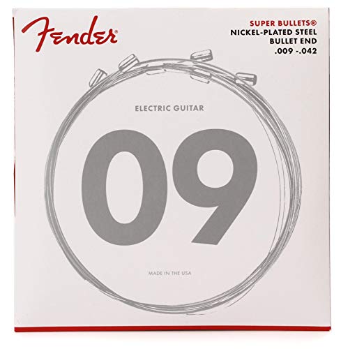 Fender Super Bullet® Strings for Electric Guitar, Nickel Plated Steel, Bullet End, 3250L Gauges .009-.042, (6)
