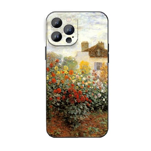 WMCFNG Compatible with iPhone 14 Pro Phone Case,Impressionism Monet Art The Artist's Garden Red Flowers Phone Case,Shockproof Protective Phone Cover for Women Girls - image 1
