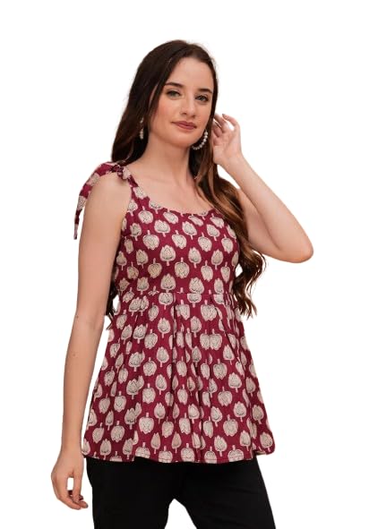 Image of Cotton Womens Short Flared Kurti Top
