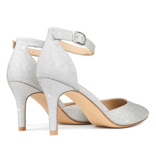 Image of JOY IN LOVE Closed Toe Heels Pumps for Women 3IN Stiletto Pointed Toe Ankle Strap Heels