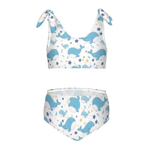 Wusikd Blue Whales Girls Swimsuits Two Piece Swimwear Bikini Set for for Girls Size 3T