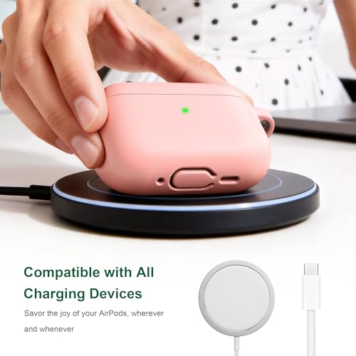 Image of R-fun for AirPods Pro 3rd Generation Case with Cleaner Kit, Soft Silicone Protective Case Cover for Apple AirPod Pro 3 for Women Men, AirPods Pro Case Accessories with Keychain, Sand Pink