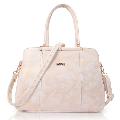Image of ADISA two tone handbag 3 compartments shoulder bag for women and girls with sling belt (AD4084)