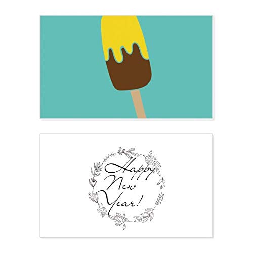 Tarjeta de Año Nuevo con diseño de helado original en color marrón y amarillo