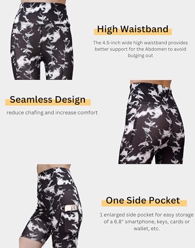 Image of Women's Polyester Stretchable Gym Shorts with Side Pockets High Waist Slim Fit Above Knee Length Activewear Tights Gym Fitness Cycling Running Yoga Shorts for Women