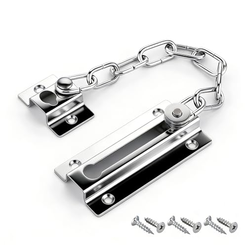 Stainless Steel Door Chain Heavy Duty Internal Door Chains for Front Foor Anti Theft Chain Lock for Door with Screws Door Chain Lock Door Security Chain Front Door Chain Lock
