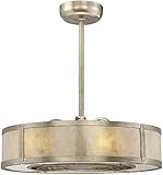 Savoy House 26-335-FD-272 Vireo Mid-Century Modern Mica Drum Fandelier Ceiling Fan with Remote, 6-Light 36 Total Watts, 13' H x 26' W, Silver Dust