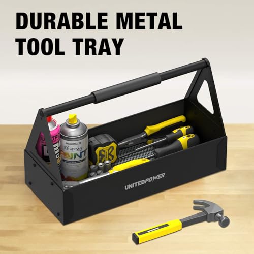 UNITEDPOWER Handy Tool Box With 1 Drawer，Portable Metal Tote Tray with comfortable grip handle, Tool Organization for Household, Warehouse, Repair Shop, Black by UNITEDPOWER - Image 4