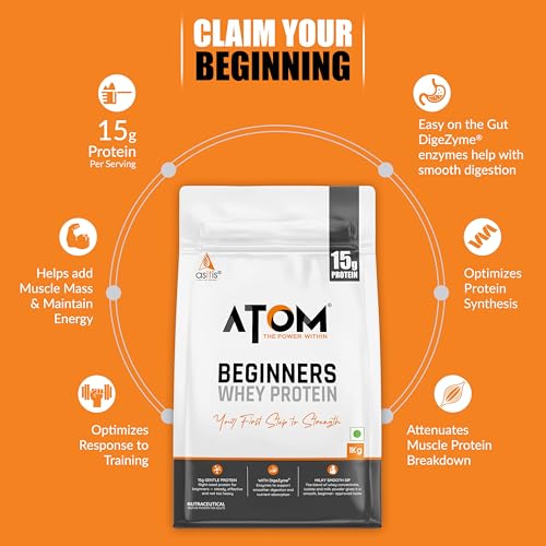 Image of AS-IT-IS ATOM Beginners Whey Protein 1kg | Accelerates Muscle-building | Increases Body Strength | Mango fusion