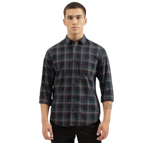 Image of United Colors of Benetton Slim Fit Spread Collar Checkered Shirts