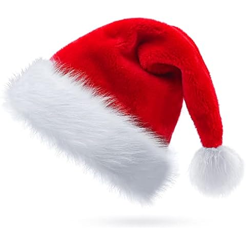 Santa Hat,Christmas Hat for Adults Xmas Holiday Hat Comfort Velvet for Party New Year Festive Supplies Cover