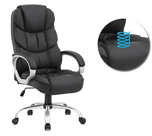 Image of High Back Office |Upholstery Leatherette & Chusion | Director & Executive Chair |Height Adjustable & Revolving Chair | Aluminium with Chrome Base Black Color - (111011214 Black)