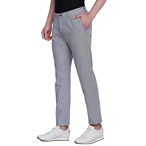 Image of blackberrys Stripes Cotton Stretch Slim Men's Trousers