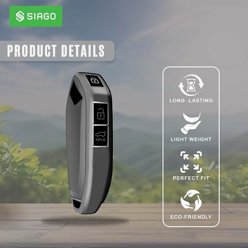 Image of SIAGO TPU Key Cover and Round Key Chain Compatible with Kia 3 Button Flip Key (Grey)