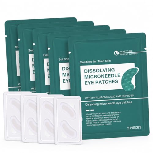 Image of Dissolving Microneedle Eye Patches 10PCS Nano Microneedle Eye Patch — Hydrating Gel Mask with Hyaluronic Acid Peptides Vitamin C — for Dark Circles Puffy Eyes Fine Lines Overnight Care