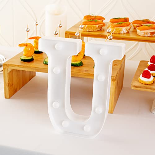 Image of Restaurantware Illumify 7.1 x 1.2 x 8.7 Inch Light Up Letter 1 Durable Marquee LED Light - Letter U Touchproof White Plastic Party Light Keyhole Slot For Parties Weddings Or Special Events