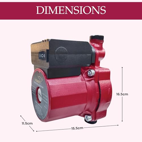 Image of V-Guard Inline Circulating Pump VCB10-FO25, Automatic Pressure Pump for Water Circulation, Energy Efficient, Compact Inline Design, Red, Small