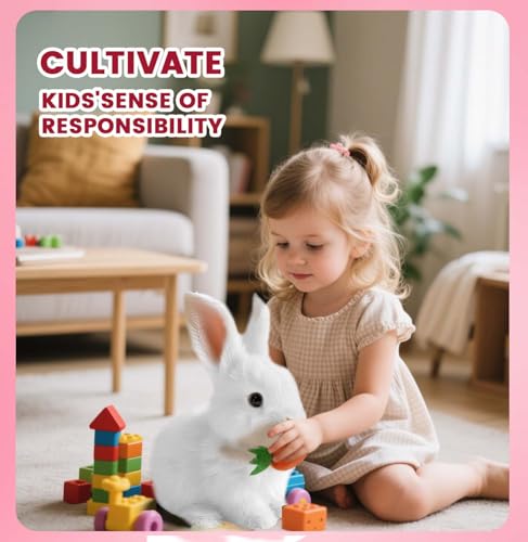 ANSTEN Interaktiver Bunny Pal - Mein Realistisches Kaninchen Spielzeug, 2025 Neu Hüpfendes Kaninchen Spielzeug mit Geräuschen, Ostern Plüschhase,Ostergeschenke Kinder, Jungen, Mädchen